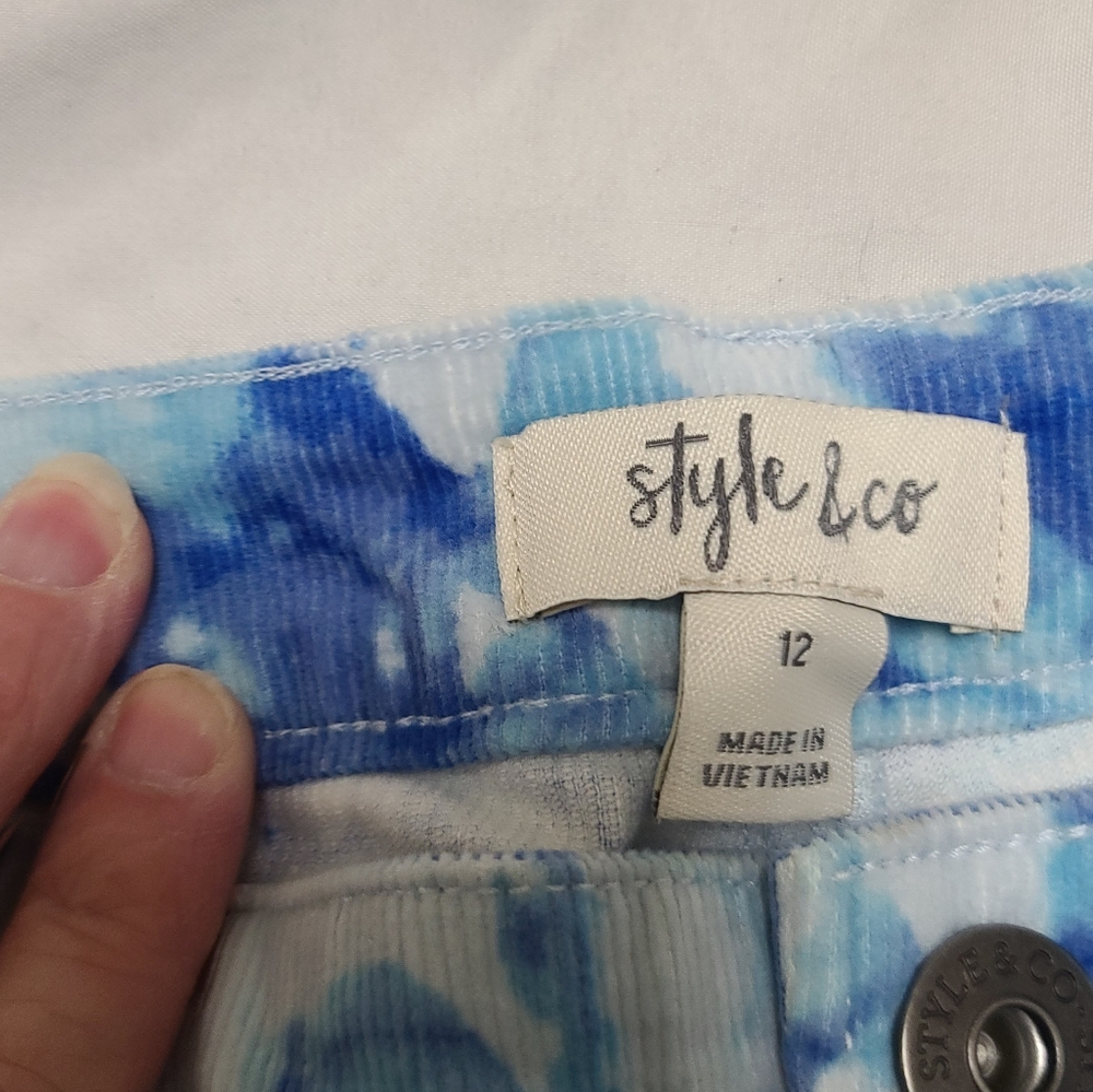 Style & Co Corduroy Blue Tie-Dye Women Jeans Curvy Fit Size 12, Skinny - Picture 7 of 11